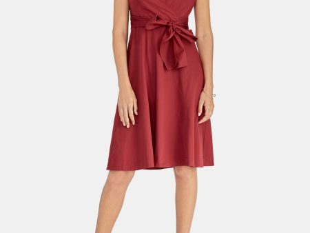 RACHEL ROY Womens Belted Sleeveless V Neck Knee Length Wear To Work Fit + Flare Dress Cheap