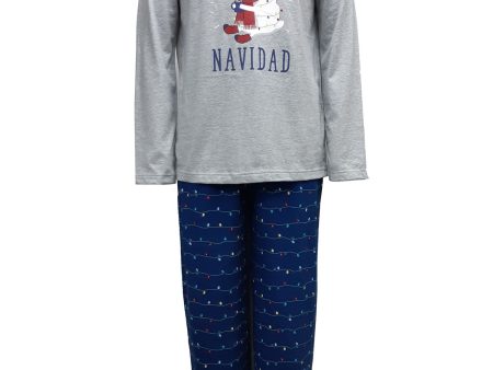 FAMILY PJs Navy Graphic Long Sleeve Straight leg Holiday Pajamas Fashion