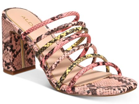 ALDO Womens Pink Snake Print Strappy Trelidda Square Toe Slip On Sandals Shoes Online