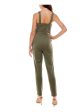 ALMOST FAMOUS Womens Green Belted Zippered Sleeveless Square Neck Skinny Jumpsuit Cheap