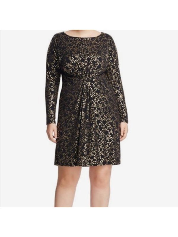 MICHAEL KORS Womens Twist Front Printed Long Sleeve Crew Neck Above The Knee Fit + Flare Dress Online