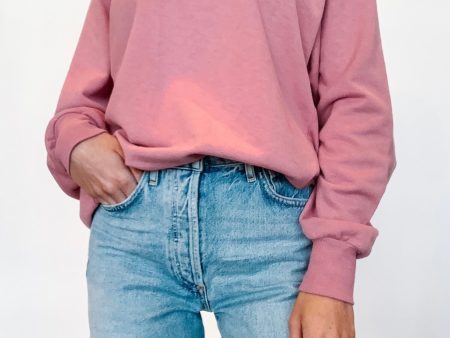 LNA CLOTHING Womens Pink Stretch Long Sleeve Crew Neck Sweatshirt Supply