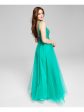 SAY YES TO THE PROM Womens Turquoise Beaded Zippered Lined Sleeveless V Neck Full-Length Formal Gown Dress Hot on Sale