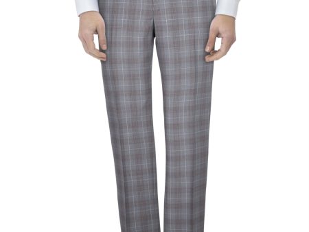 TALLIA Mens Gray Flat Front, Tapered, Plaid Slim Fit Pants For Cheap