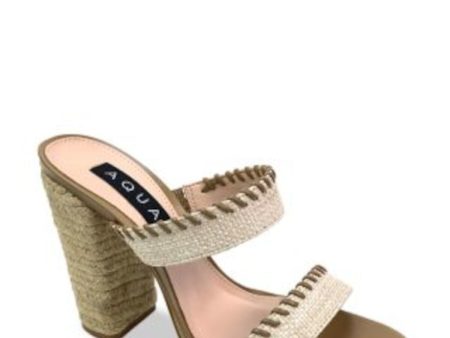 AQUA Womens Beige Woven Comfort Round Toe Block Heel Slip On Espadrille Shoes B Online Sale