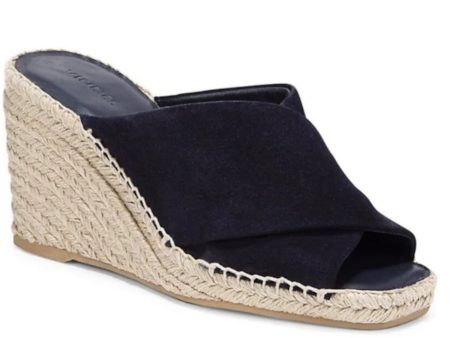 VINCE. Womens Black Crisscross Straps Cushioned Gaelan Square Toe Wedge Slip On Leather Espadrille Shoes M For Cheap