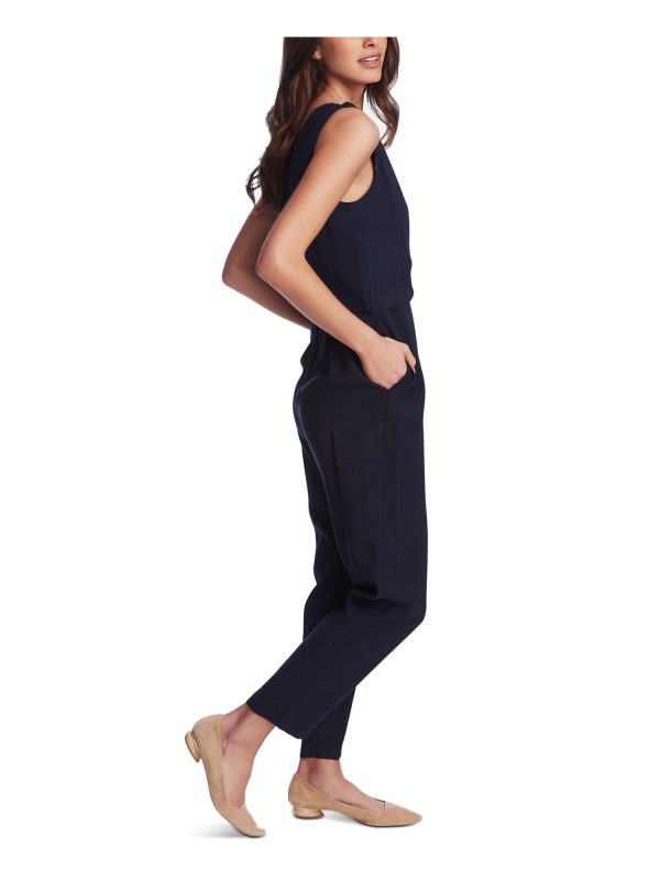 1. STATE Womens Pocketed Sleeveless V Neck Evening Faux Wrap Wide Leg Jumpsuit For Sale