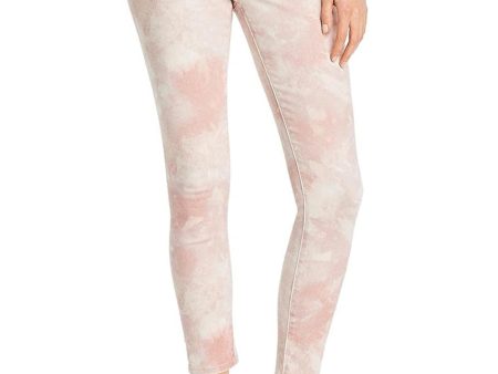 STYLE & COMPANY Womens Coral Zippered Pocketed Curvy-fit Tie Dye Skinny Jeans Hot on Sale