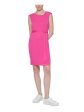 CALVIN KLEIN Womens Stretch Pleated Sleeveless Asymmetrical Neckline Above The Knee Sheath Dress Sale