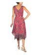 SIGNATURE BY ROBBIE BEE Womens Pink Printed Sleeveless Cowl Neck Midi Party Sheath Dress Sale