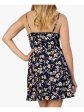 SPEECHLESS Womens Navy Stretch Ruffled Zippered Floral Spaghetti Strap V Neck Short Fit + Flare Dress Online