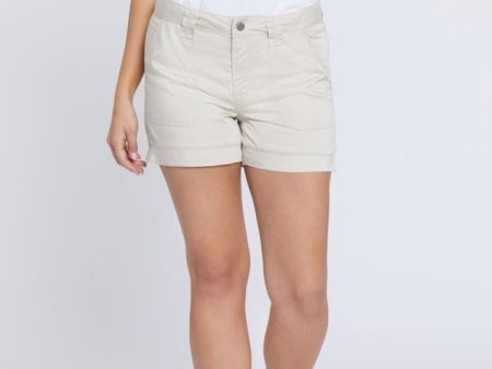 SEVEN7 Womens Beige Stretch Zippered Pocketed Utility Shorts Supply