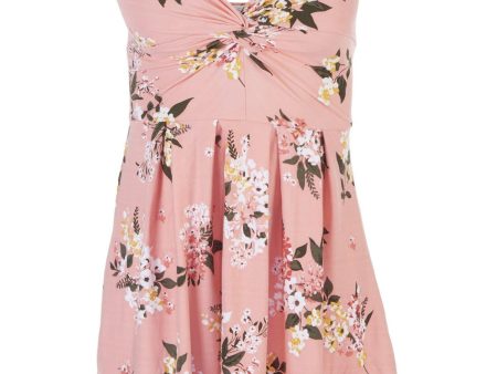 PLANET GOLD Womens Stretch Twist Front Floral Sleeveless Sweetheart Neckline Short Party Fit + Flare Dress Supply