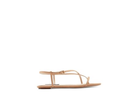 AQUA Womens Beige Toe-Loop Strappy Padded Lory Square Toe Buckle Leather Slingback Sandal B Online