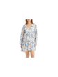 SANCTUARY Womens Light Blue Sheer Pull-on Style Lined Floral Long Sleeve V Neck Above The Knee Party Baby Doll Dress on Sale