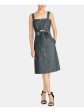 RACHEL ROY Womens Belted Polka Dot Sleeveless Square Neck Below The Knee Party Shift Dress Supply