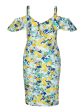 RACHEL RACHEL ROY Womens Blue Zippered Ruffled Lined Floral Flutter Sleeve Off Shoulder Above The Knee Sheath Dress Online Hot Sale