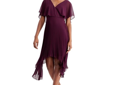 KENSIE Womens Purple Short Sleeve V Neck Midi Sheath Dress Supply