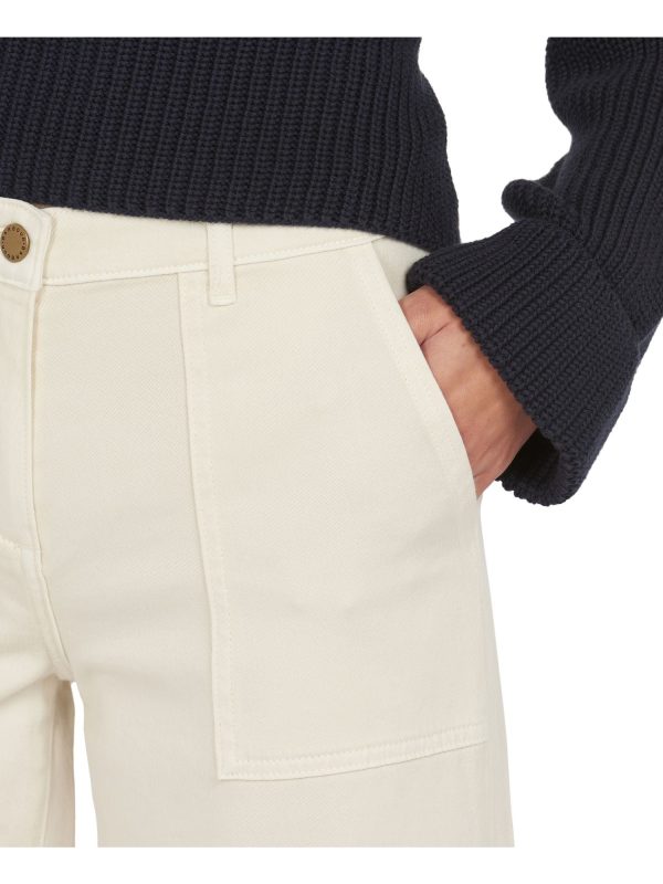 BARBOUR Womens Ivory Stretch Pocketed Zippered Cropped Mid-rise Trousers Wide Leg Pants Online