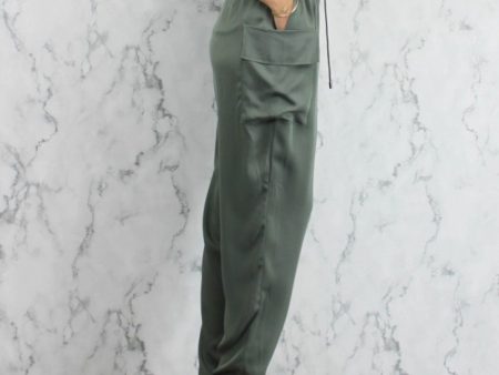 EMPORIO ARMANI Womens Green Stretch Pocketed Ruffled Elastic-waist Paperbag Pants Online Hot Sale