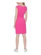 CALVIN KLEIN Womens Stretch Pleated Sleeveless Asymmetrical Neckline Above The Knee Sheath Dress Sale