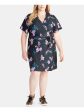 RACHEL ROY Womens Belted Floral Short Sleeve V Neck Knee Length Wrap Dress Fashion