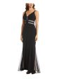 NIGHTWAY Womens Black Stretch Cut Out Zippered Illusion Mesh  Lined Sleeveless V Neck Full-Length Evening Gown Dress Online Sale