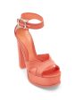 ALEXANDER MCQUEEN Womens Coral Platform 1-1 2  Pull Tab Logo Ankle Strap Cushioned Round Toe Block Heel Buckle Heeled Cheap