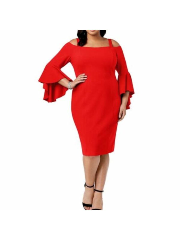 R&M RICHARDS Womens Stretch Zippered Off Shoulder Knee Length Party Sheath Dress Hot on Sale