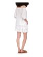 MICHAEL MICHAEL KORS Womens White Eyelet Self Tie Straps 3 4 Sleeve Off Shoulder Top on Sale