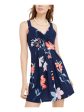 PLANET GOLD Womens Stretch Twist Front Floral Sleeveless Sweetheart Neckline Short Party Fit + Flare Dress Supply