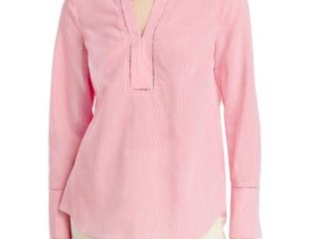 KOBI HALPERIN Womens Pink Striped Long Sleeve V Neck Wear To Work Blouse For Sale