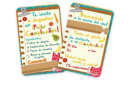 tarjeta invitacion chefs x 8 unds on Sale