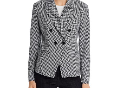 BAGATELLE Womens Black Pocketed Fitted Double-breasted Printed Wear To Work Blazer Jacket Online now