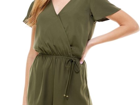 KINGSTON GREY Womens Pocketed Short Sleeve Surplice Neckline Romper For Cheap