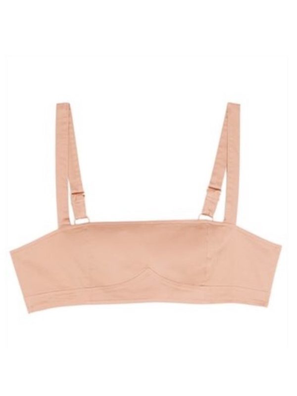 DANIELLE BERNSTEIN Womens Beige Square Neck Crop Top on Sale