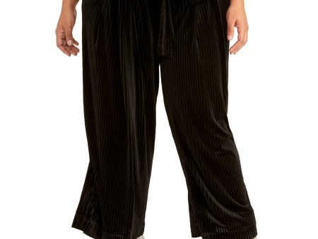 RACHEL RACHEL ROY Womens Black Pleated Belted Zippered Wide Leg Pants Online now