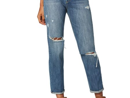 JOE S Womens Blue Distressed Pocketed Cropped Jeans Online now