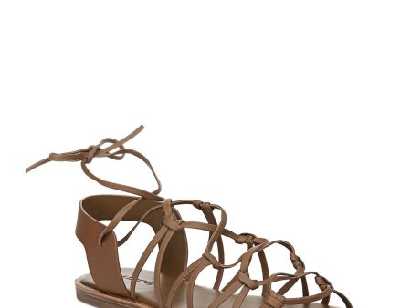 VINCE. Womens Brown Padded Strappy Palmera Round Toe Lace-Up Leather Gladiator Sandals Shoes M Online Sale