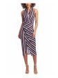 RACHEL RACHEL ROY Womens Stretch Gathered Striped Sleeveless Surplice Neckline Midi Party Faux Wrap Dress Sale