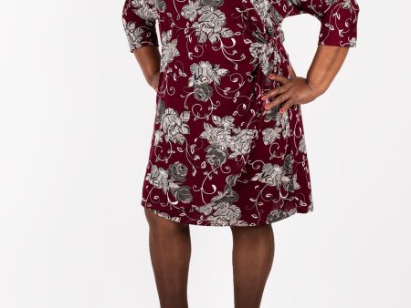 SIGNATURE BY ROBBIE BEE Womens Floral 3 4 Sleeve Scoop Neck Knee Length Wear To Work Faux Wrap Dress Cheap