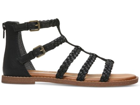 ZODIAC Womens Black Woven Buckle Accent Cushioned Camelia Round Toe Zip-Up Gladiator Sandals Shoes M Supply