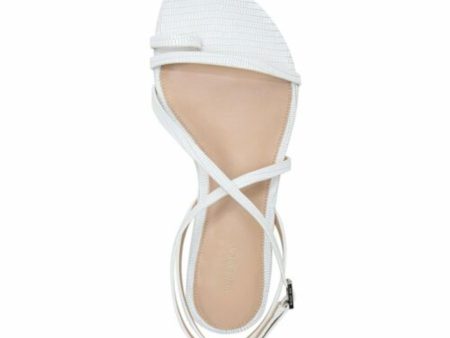 VIA SPIGA Womens White Croc Toe-Loop Strappy Padded Calandre Round Toe Buckle Leather Slingback Sandal M Online Hot Sale