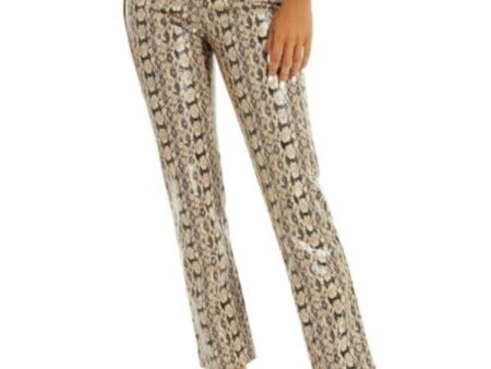 DANIELLE BERNSTEIN Womens Zippered Animal Print High Waist Pants For Cheap