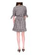 MICHAEL MICHAEL KORS Womens White Lined Smocked Tied Cuffs Ruffled Hem Pullover Gingham Elbow Sleeve Surplice Neckline Short Fit + Flare Dress Online Hot Sale