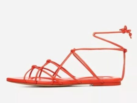 VINCE. Womens Orange Comfort Strappy Kenna Almond Toe Lace-Up Gladiator Sandals Shoes M Discount