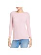 DOLAN Womens Pink Stretch Ribbed 3 4 Sleeve Boat Neck T-Shirt Cheap