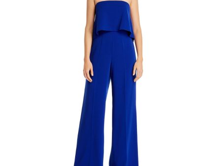 JAY GODFREY Womens Stretch Zippered Strapless Evening Wide Leg Jumpsuit Supply