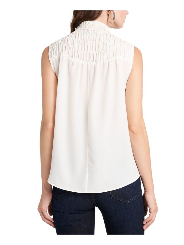 1. STATE Womens Ivory Sleeveless Mock Neck Top Online now