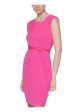 CALVIN KLEIN Womens Stretch Pleated Sleeveless Asymmetrical Neckline Above The Knee Sheath Dress Sale